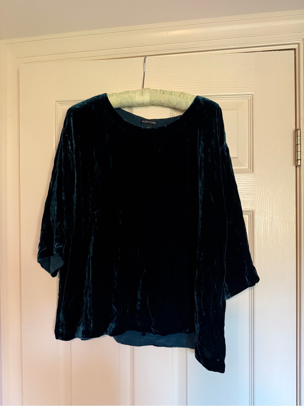 Eileen Fisher Deep Teal Velvet Boxy Tunic